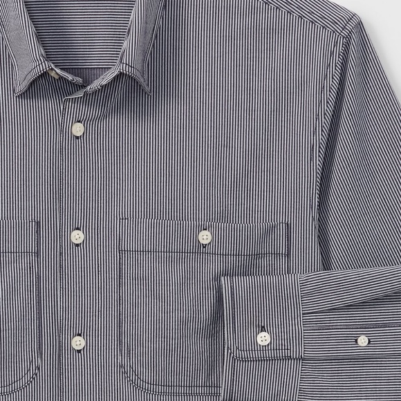 Striped Knit Utility Shirt - New With Tags - NEVER WORN - Blue Multi - Picture 3 of 4